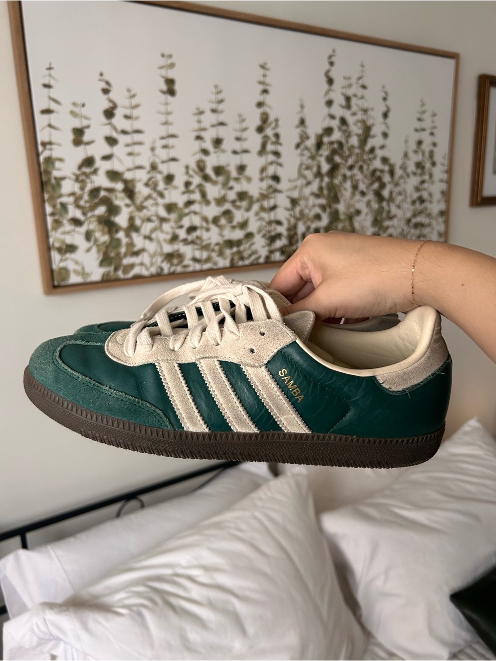 adidas Samba Sneaker in Green and Cream